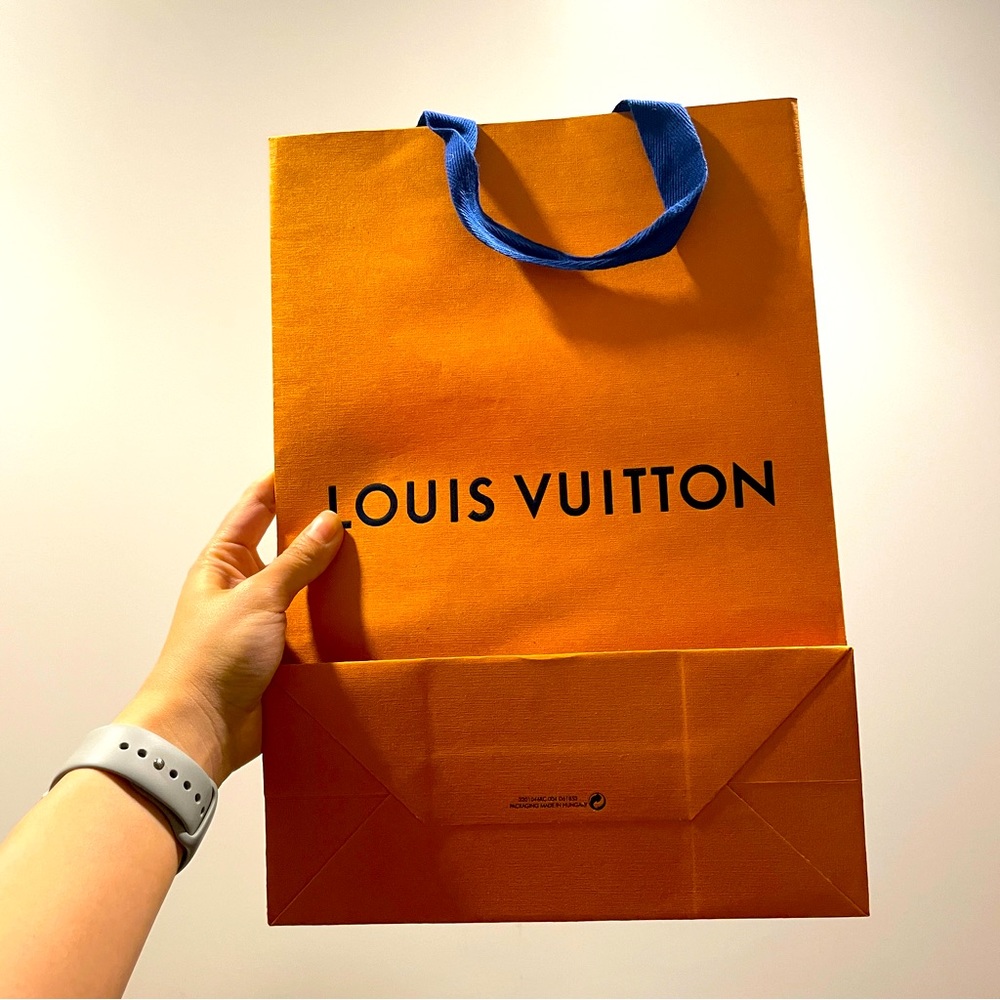 Louis Vuitton Tall Paper Shopping Bag With Blue Cotton Straps